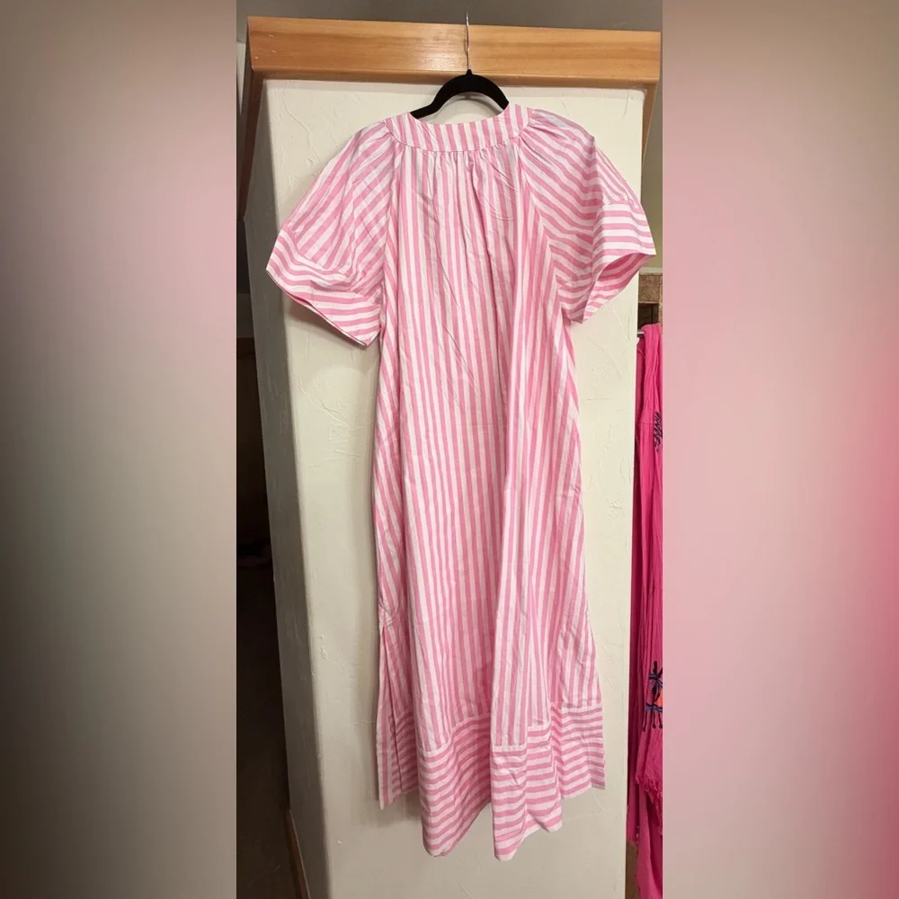 Anthropologie Maeve Pink & White Striped Dress size L - Picture 10 of 10